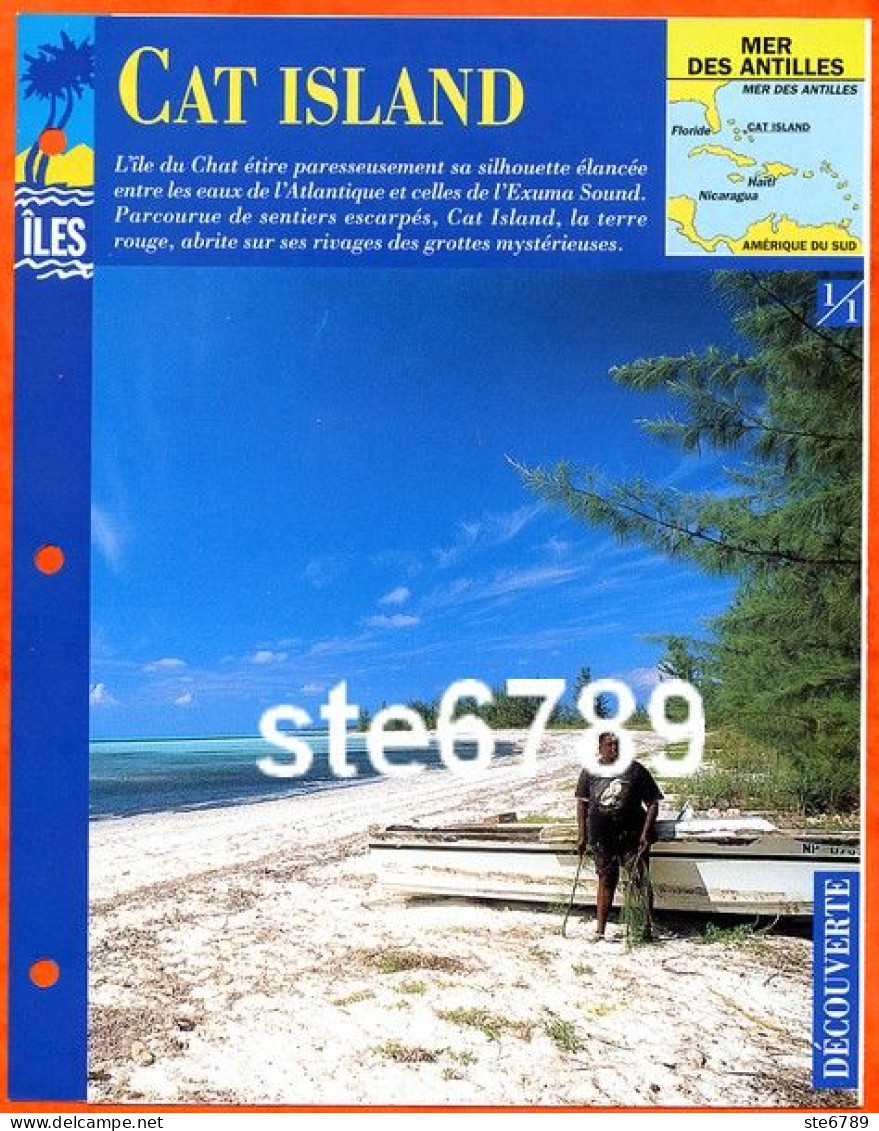 ILE CAT ISLAND  1/1 Série Iles Mer Des Antilles Géographie Découverte Fiche Dépliante - Géographie