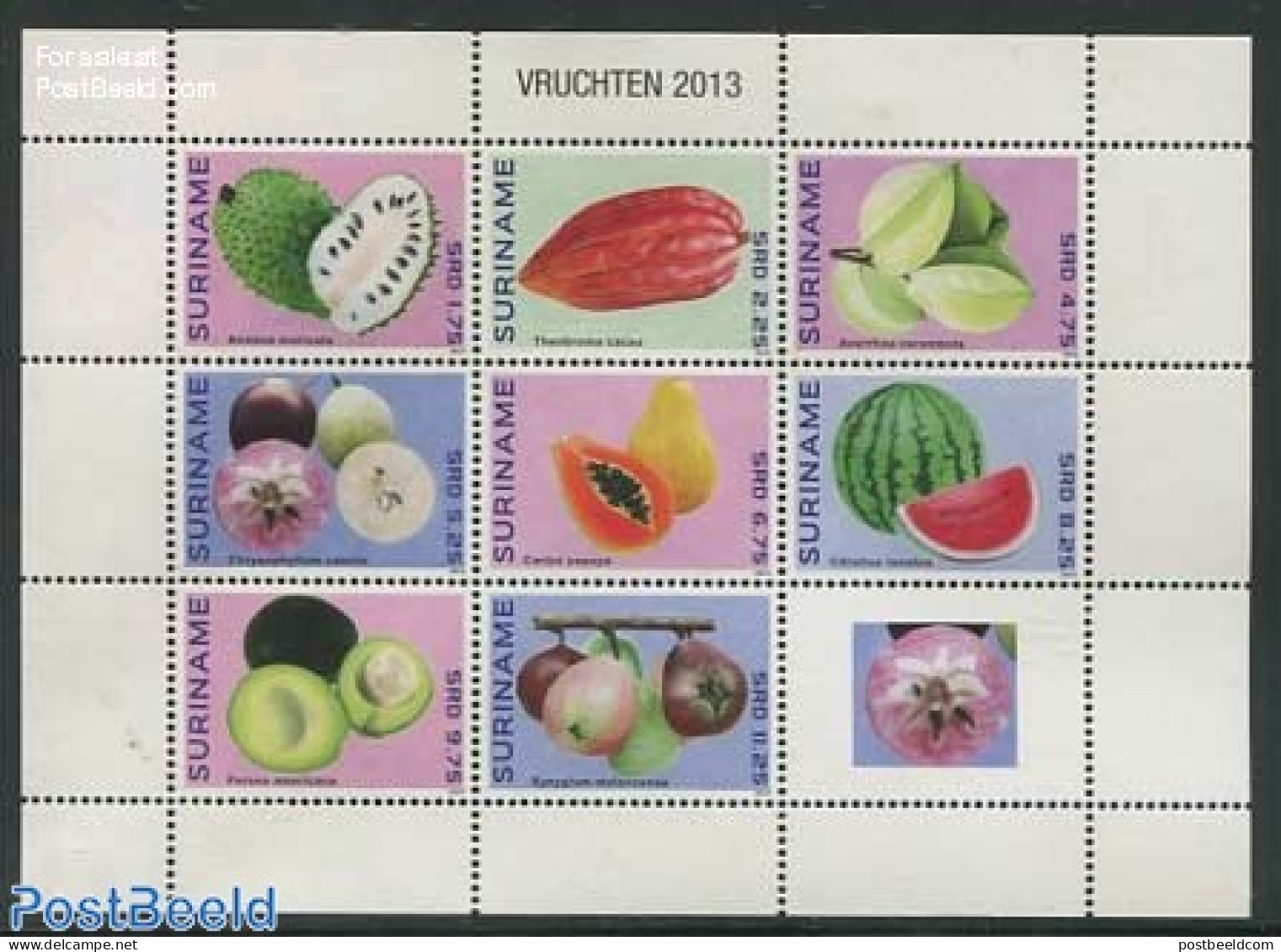 Suriname, Republic 2013 Tropical Fruit 8v M/s, Mint NH, Nature - Fruit - Fruit