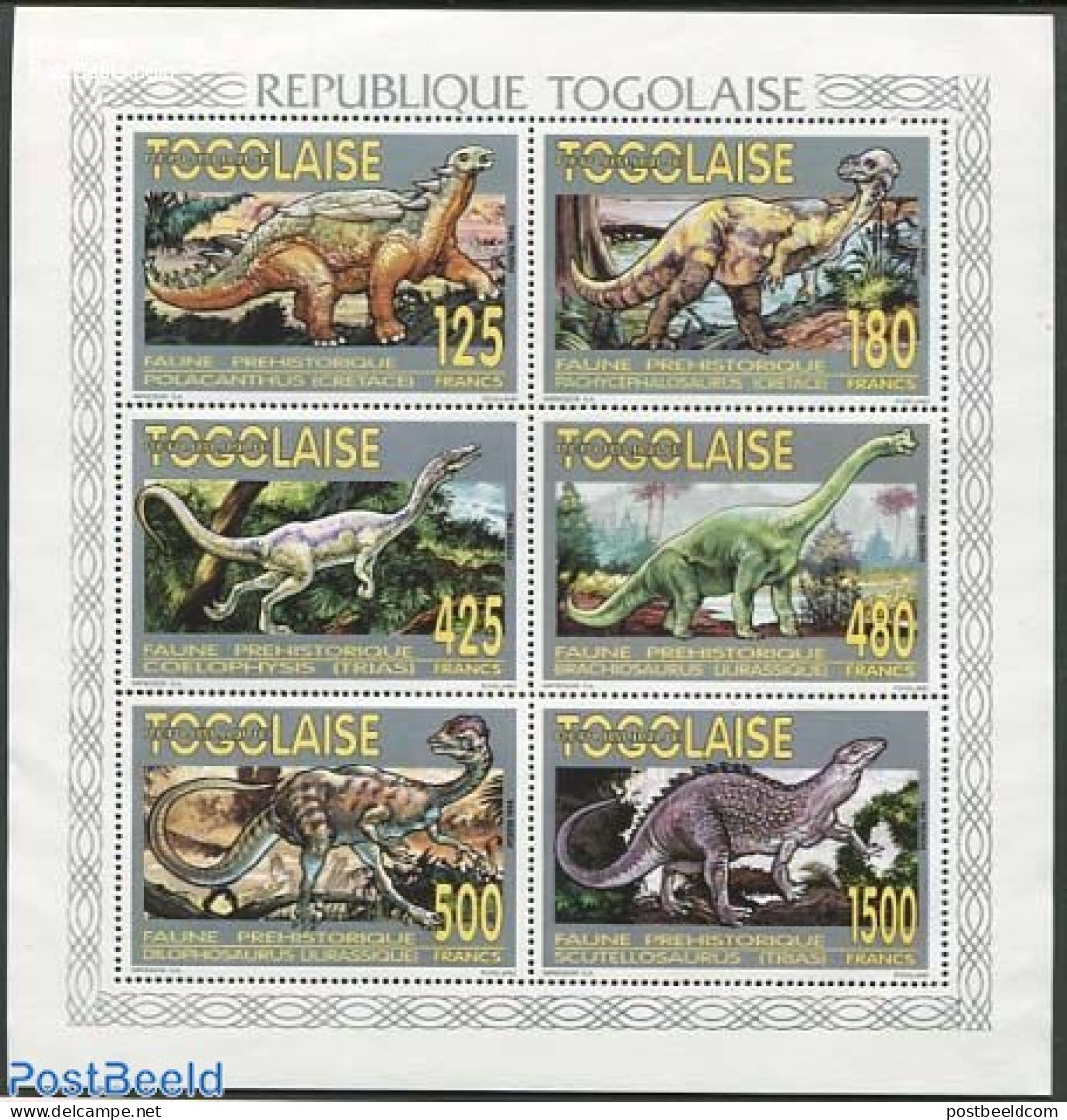 Togo 1994 Preh. Animals 6v M/s, Mint NH, Nature - Prehistoric Animals - Prehistóricos