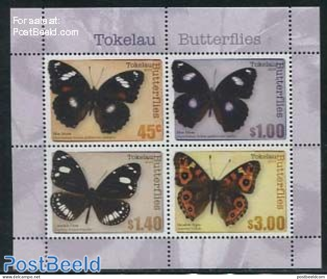 Tokelau Islands 2013 Butterflies 4v M/s, Mint NH, Nature - Butterflies - Tokelau