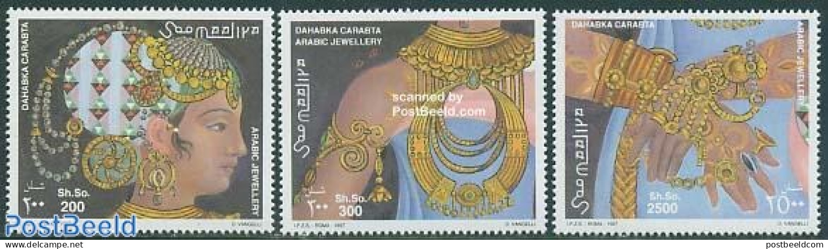 Somalia 1997 Golden Art Objects 3v, Mint NH, Art - Art & Antique Objects - Somalie (1960-...)