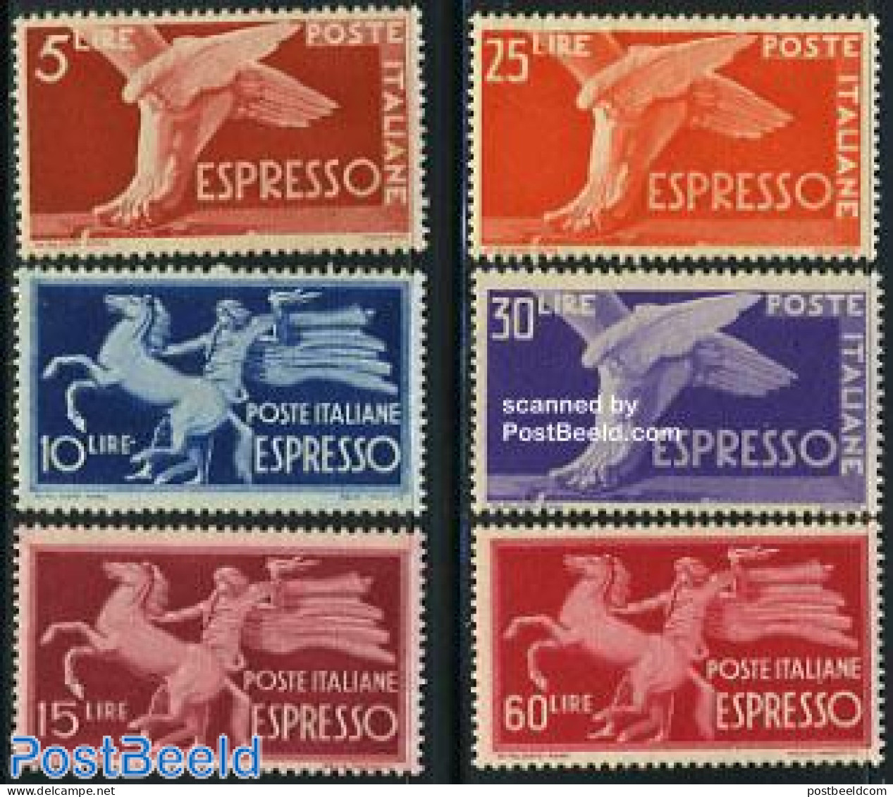 Italy 1945 Express Mail 6v, Mint NH, Nature - Horses - Other & Unclassified
