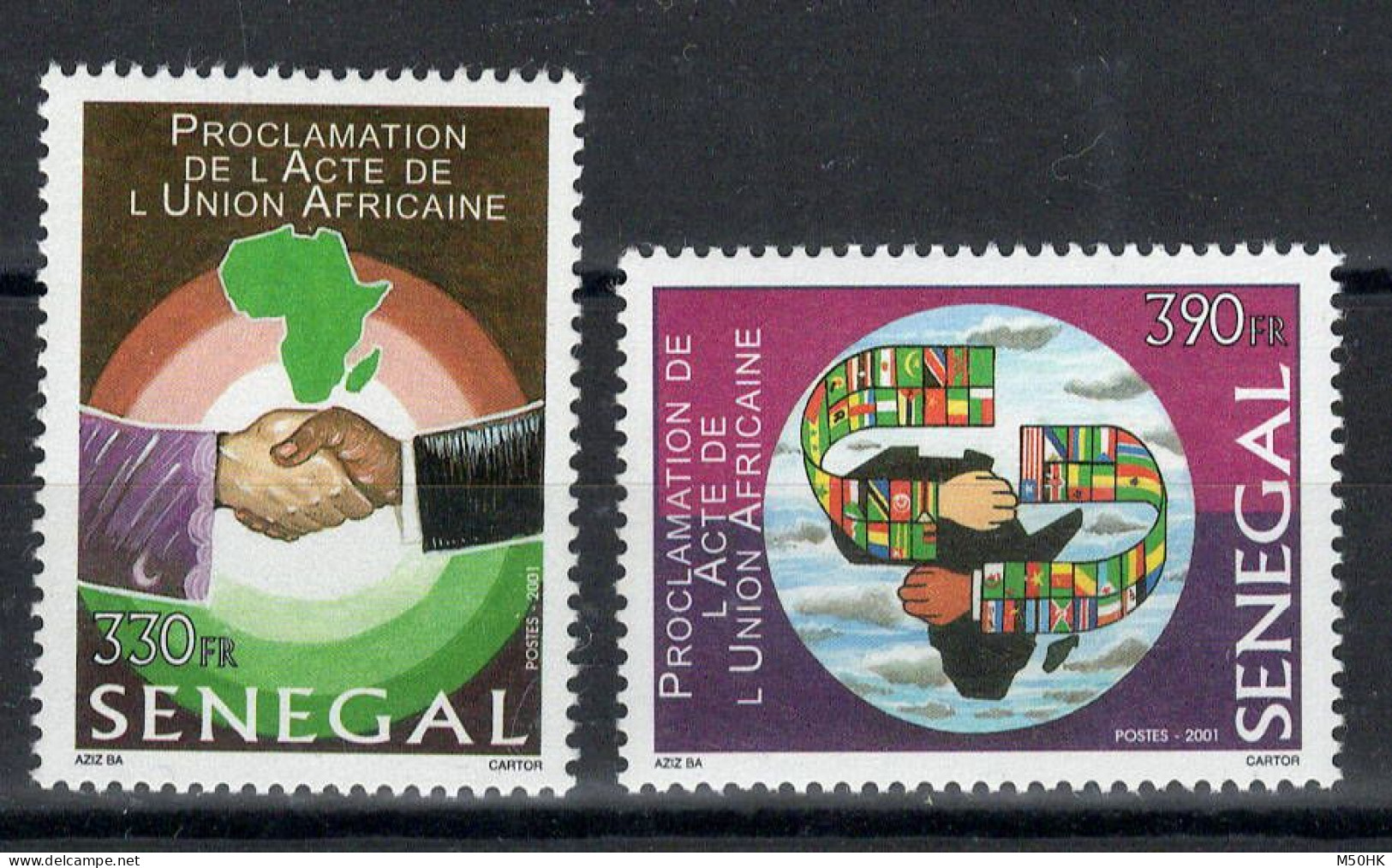 Sénégal - YV 1651 & 1652 N** MNH Luxe , Union Africaine , 2001 - Sénégal (1960-...)