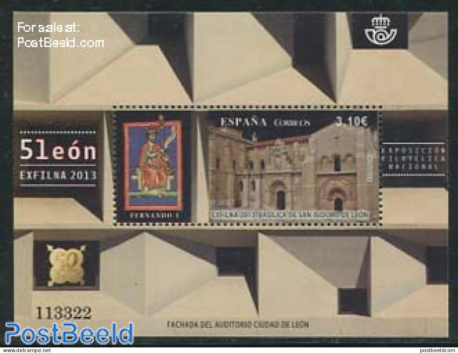 Spain 2013 Exfilna, Leon S/s, Mint NH, Religion - Churches, Temples, Mosques, Synagogues - Philately - Neufs