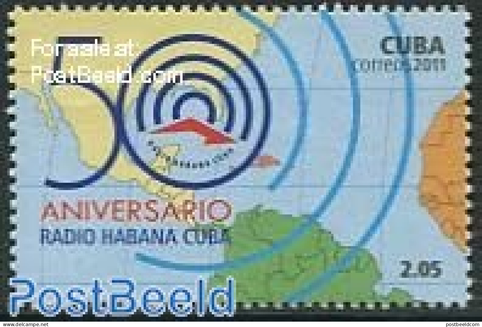 Cuba 2011 50 Years Radio Habana 1v, Mint NH, Performance Art - Various - Radio And Television - Maps - Neufs
