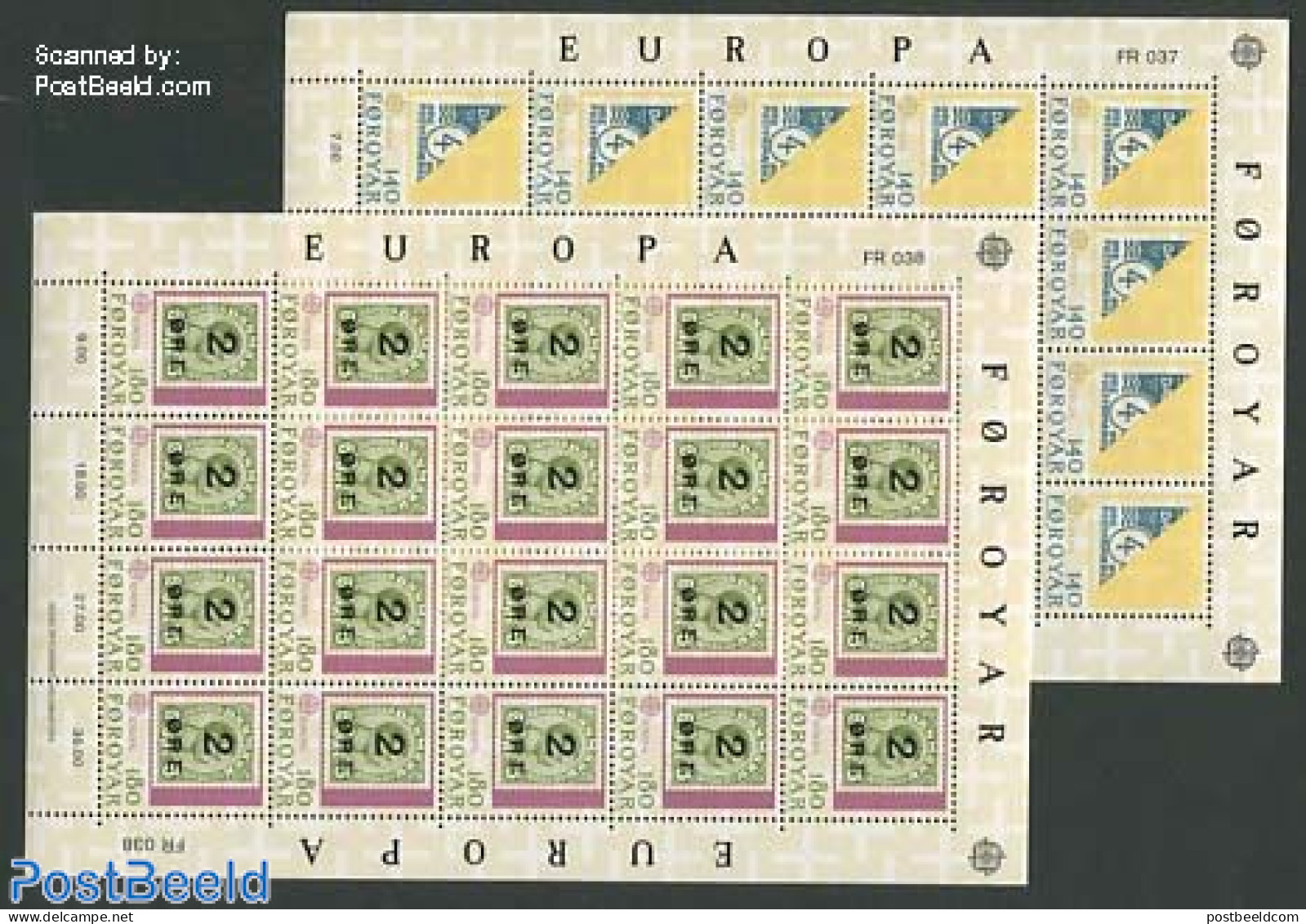 Faroe Islands 1979 Europa, 2 M/ss, Mint NH, History - Europa (cept) - Stamps On Stamps - Postzegels Op Postzegels