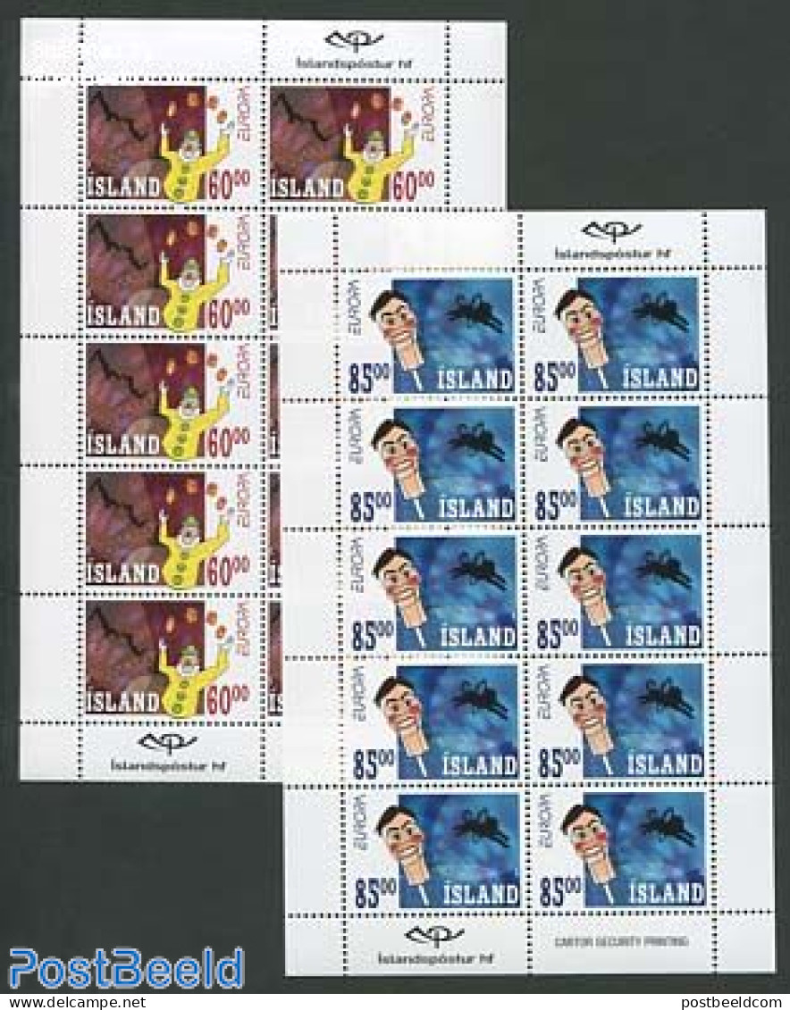 Iceland 2002 Europa, Circus, 2 M/ss, Mint NH, History - Performance Art - Europa (cept) - Circus - Nuevos