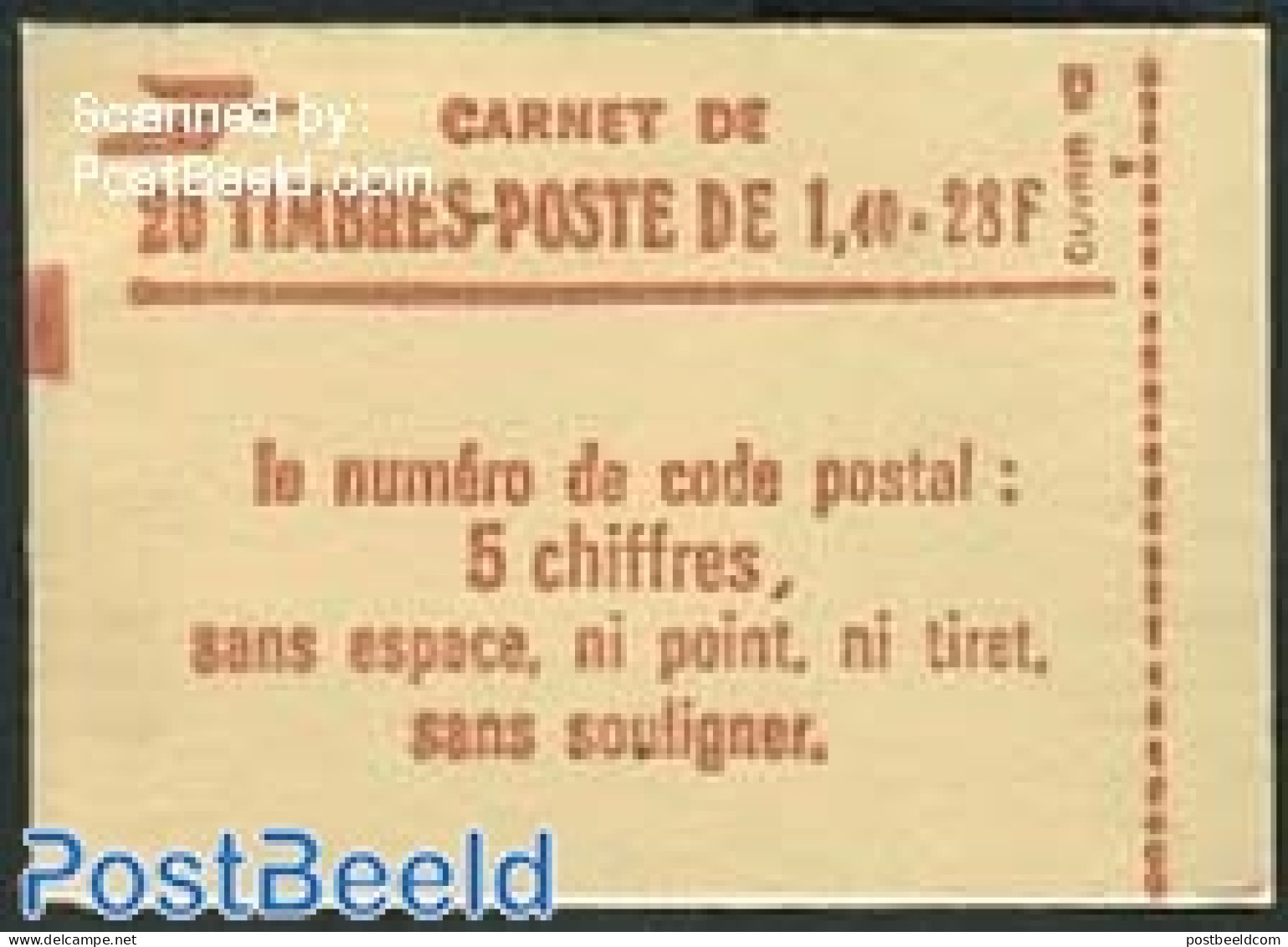 France 1980 Definitives Booklet, Sabine Red, 20x1.40, Brilliant Gum, Mint NH, Stamp Booklets - Ungebraucht