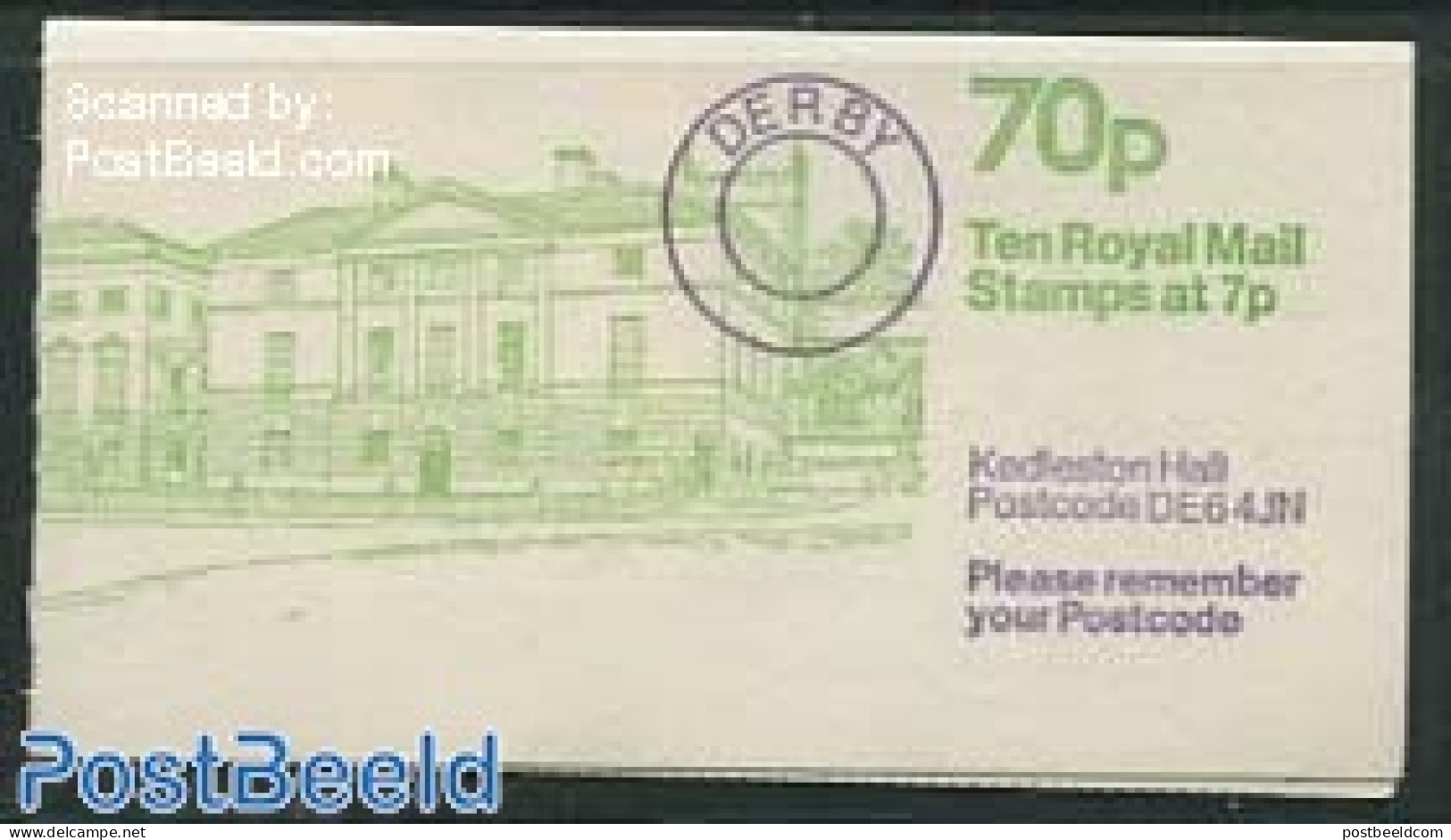 Great Britain 1978 Definitives Booklet, Kedleston Hall, Selvedge At Right, Mint NH, Stamp Booklets - Unused Stamps