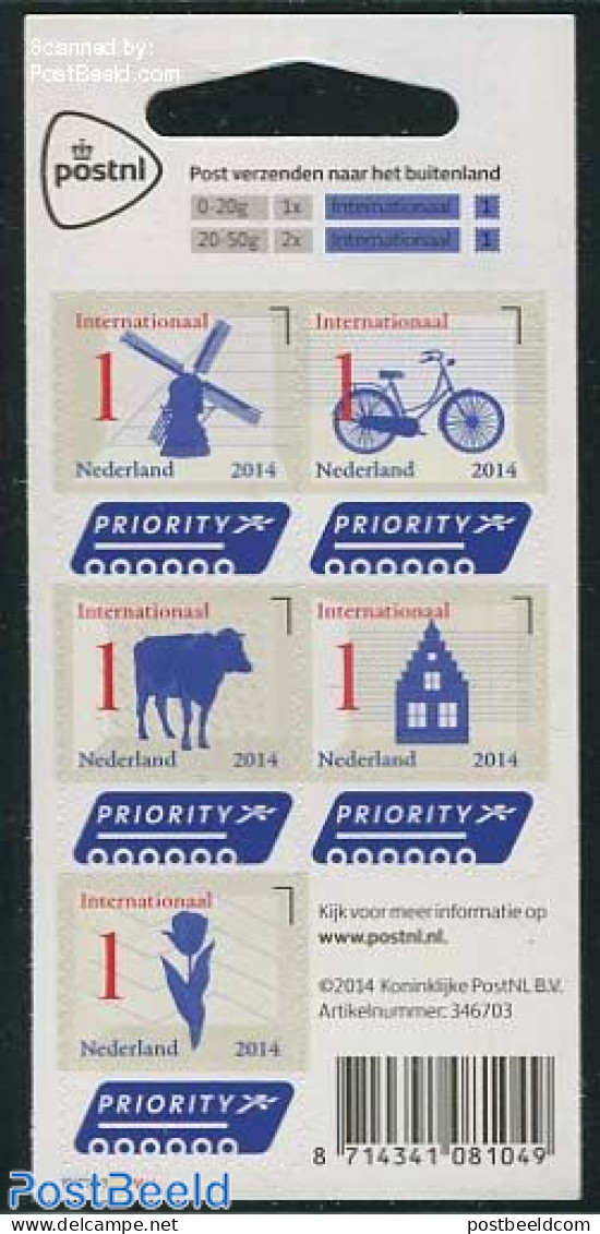Netherlands 2014 Dutch Symbols, International Post 5v M/s S-a, Mint NH, Nature - Sport - Various - Cattle - Flowers & .. - Unused Stamps