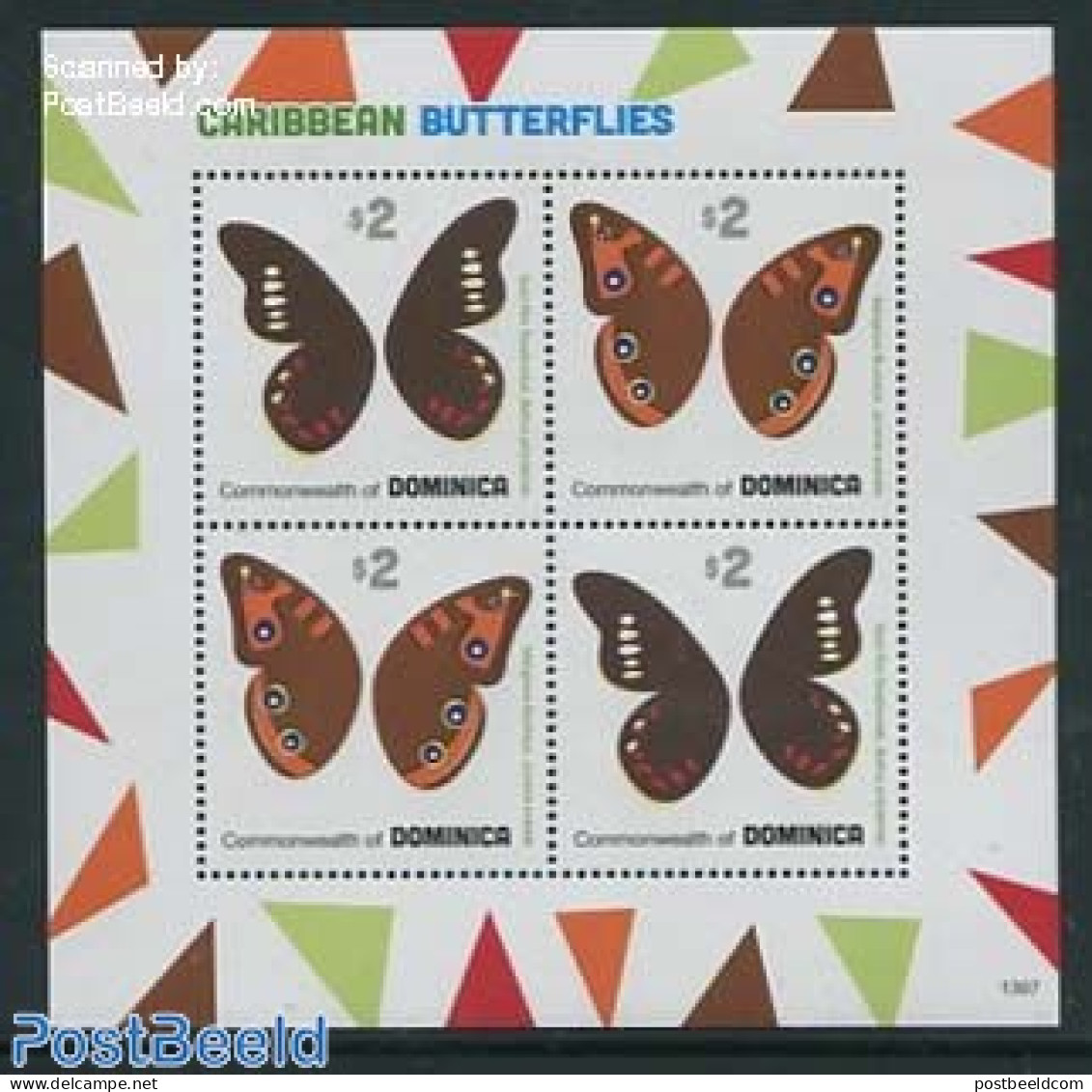Dominica 2013 Butterflies 4v M/s, Mint NH, Nature - Butterflies - Dominicaine (République)