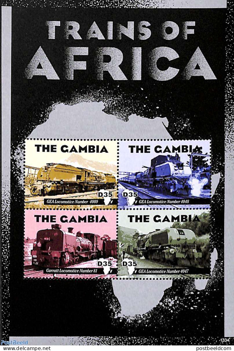 Gambia 2013 Trains Of Africa 4v M/s, Mint NH, Transport - Railways - Trenes