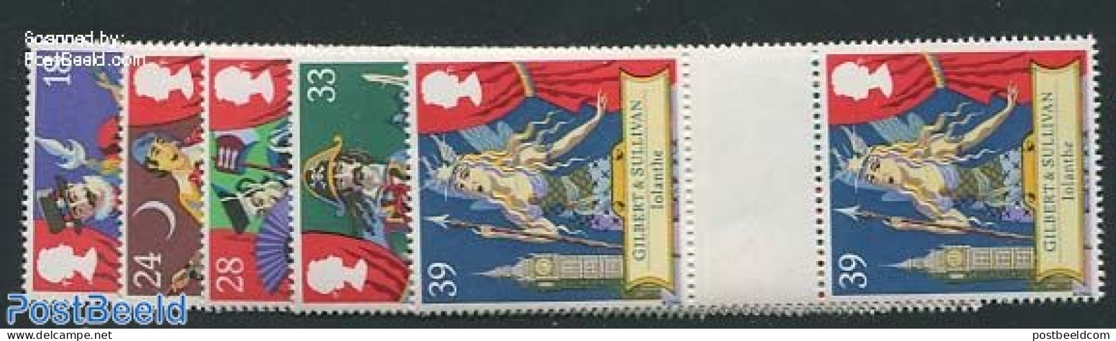 Great Britain 1992 Sir Arthur Sullivan 5v, Gutter Pairs, Mint NH, Performance Art - Music - Theatre - Ungebraucht