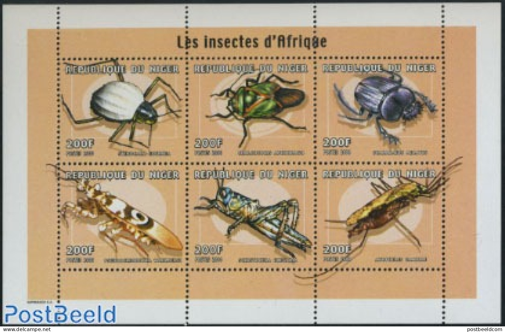 Niger 2000 Insects 6v M/s, Mint NH, Nature - Insects - Niger (1960-...)