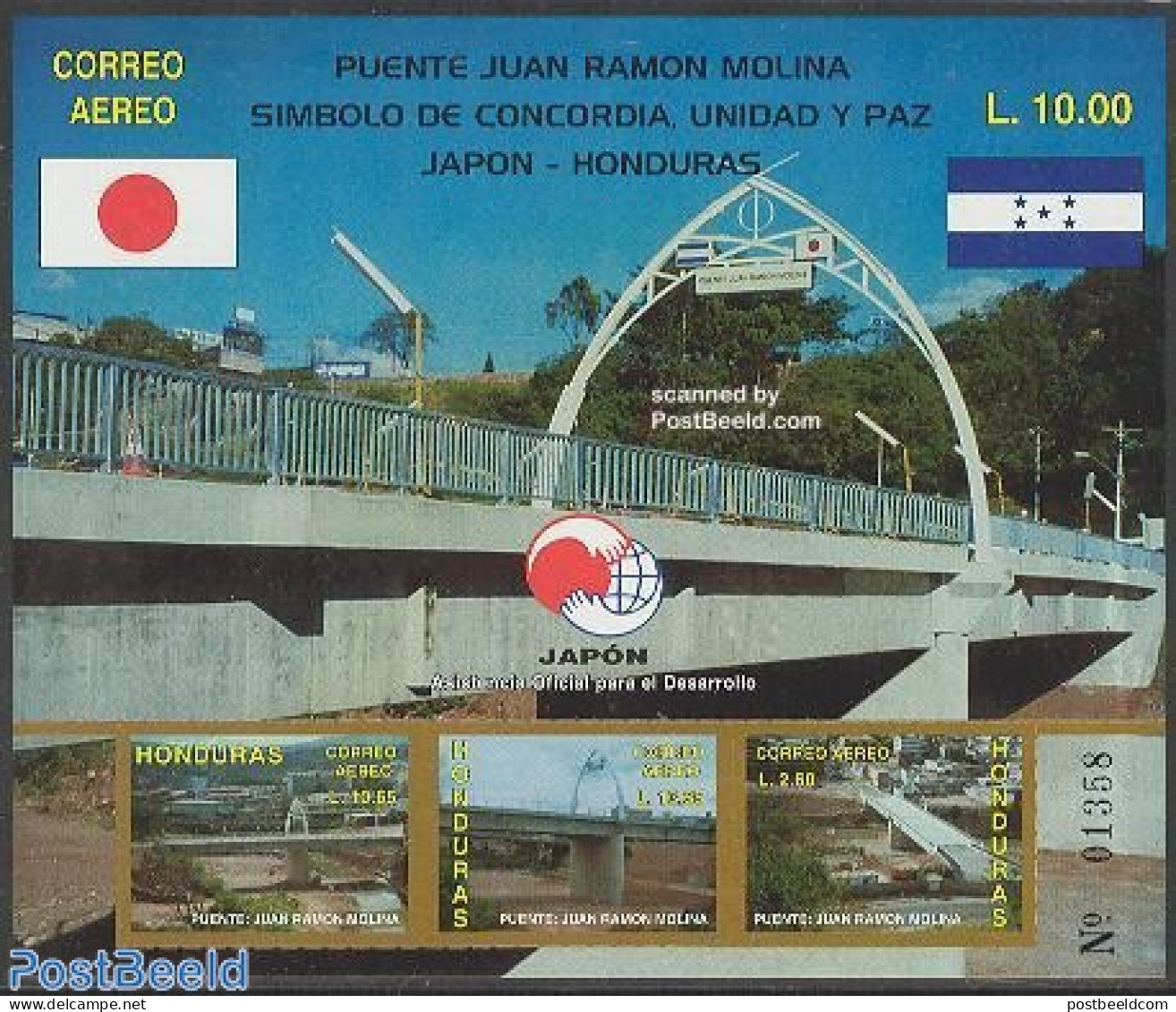 Honduras 2001 Puente Juan Ramon Molina S/s, Mint NH - Honduras