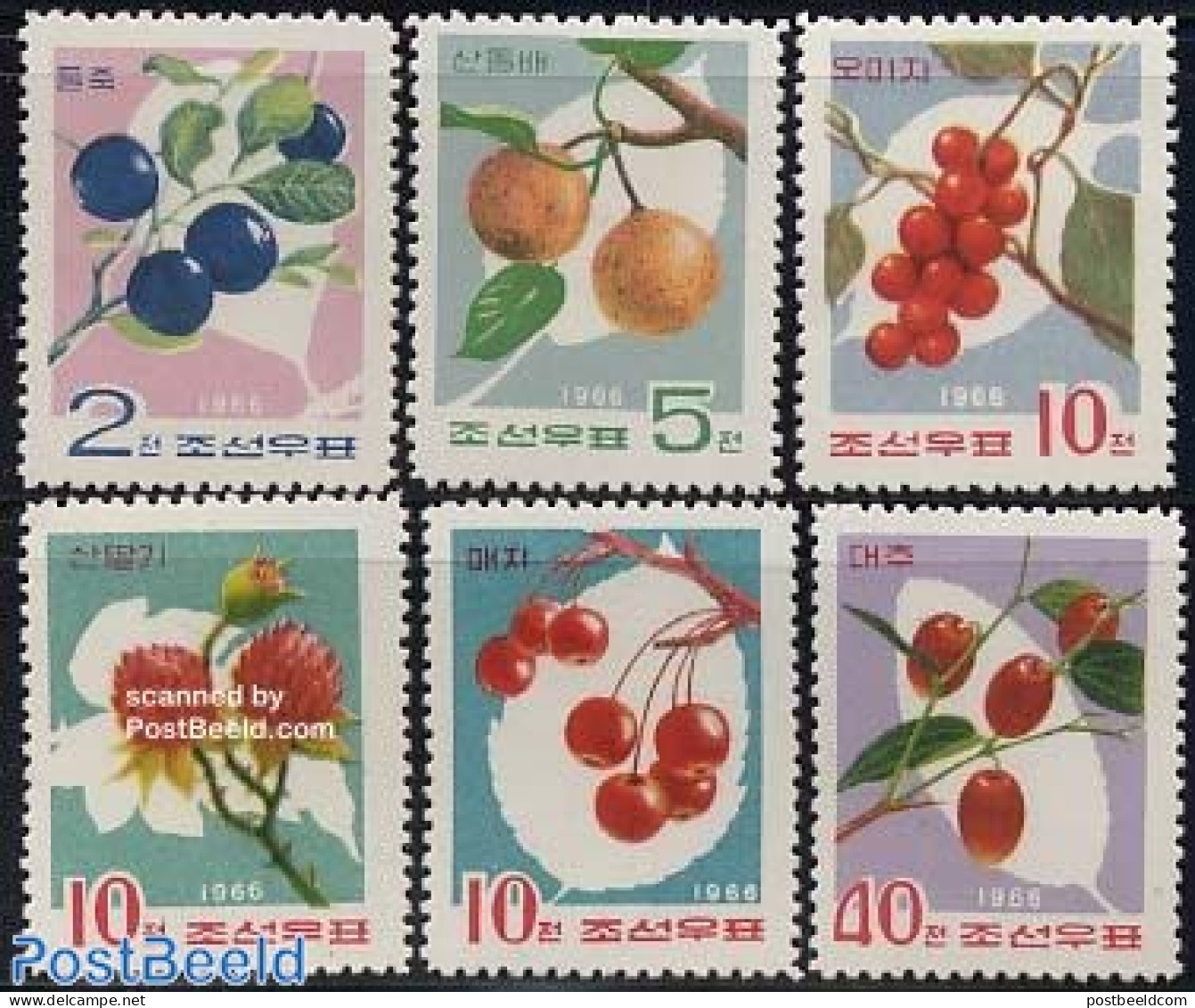 Korea, North 1966 Fruits 6v, Mint NH, Nature - Fruit - Obst & Früchte