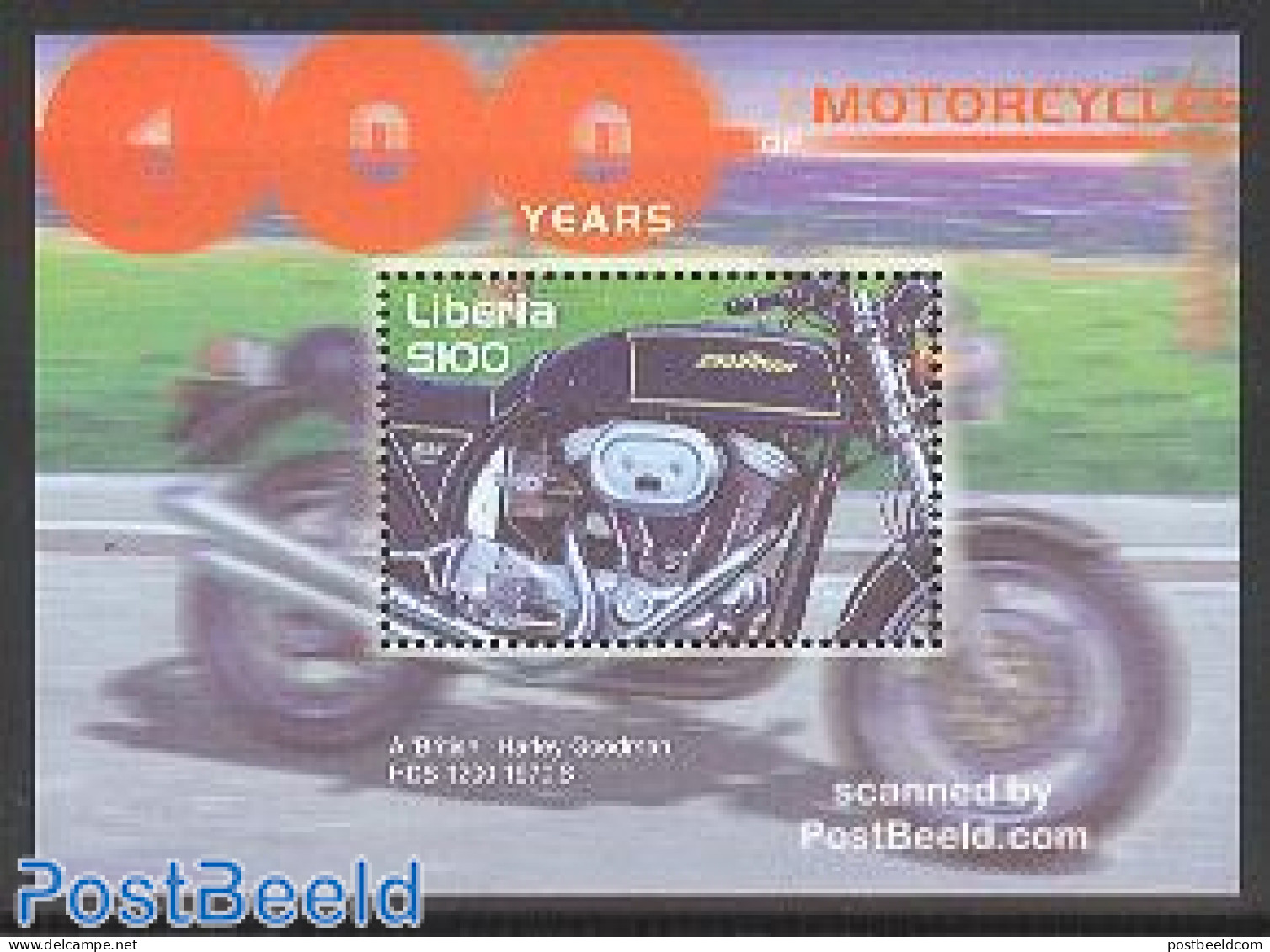 Liberia 2001 Harley Goodman HDS 1200 S/s, Mint NH, Transport - Motorcycles - Motorfietsen