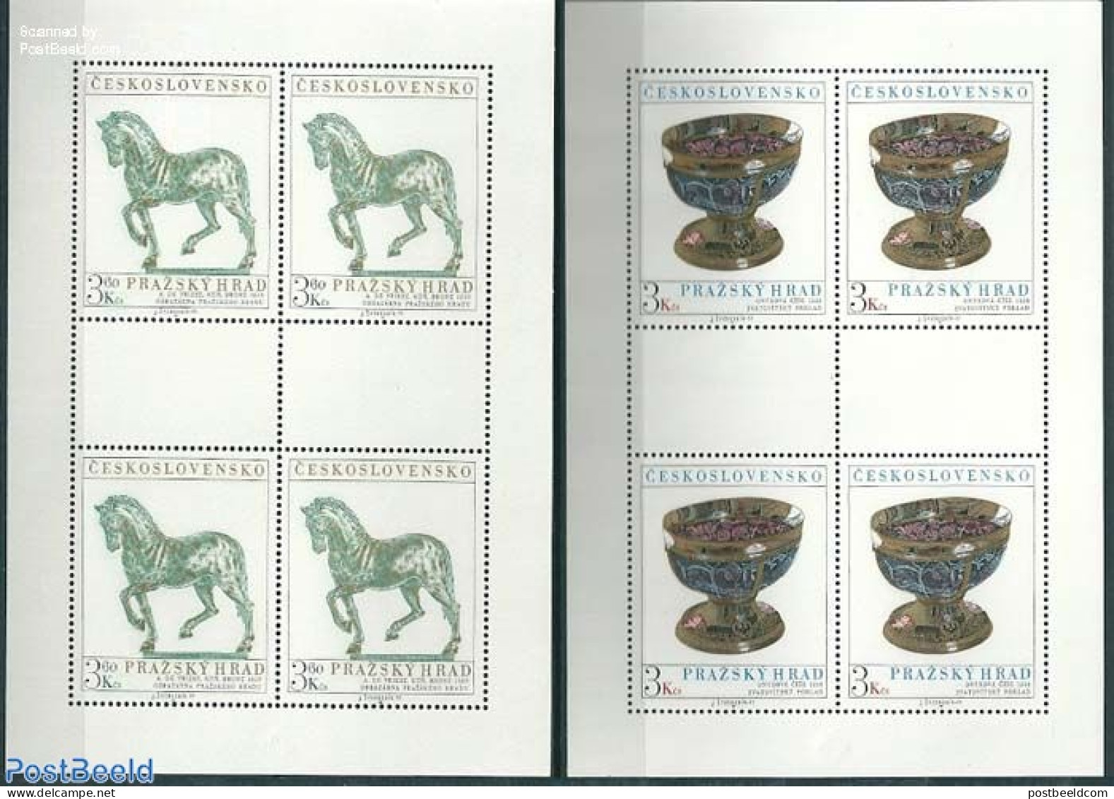 Czechoslovkia 1977 Prague Burg 2 M/ss, Mint NH, Nature - Horses - Art - Art & Antique Objects - Sonstige & Ohne Zuordnung