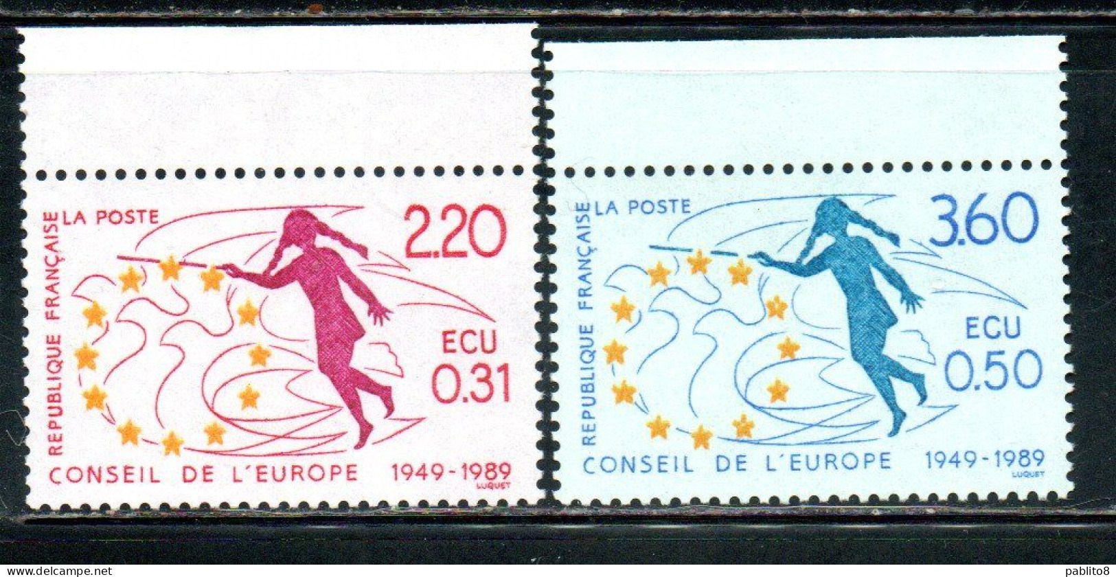 FRANCE FRANCIA 1989 CONSEIL DE L'EUROPE CONSIGLIO D'EUROPA EUROPEAN COUNCIL COMPLETE AET SERIE COMPLETA MNH - Neufs