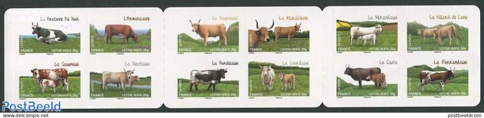 France 2014 Rinder 12v In Booklet S-a, Mint NH, Nature - Animals (others & Mixed) - Cattle - Stamp Booklets - Neufs