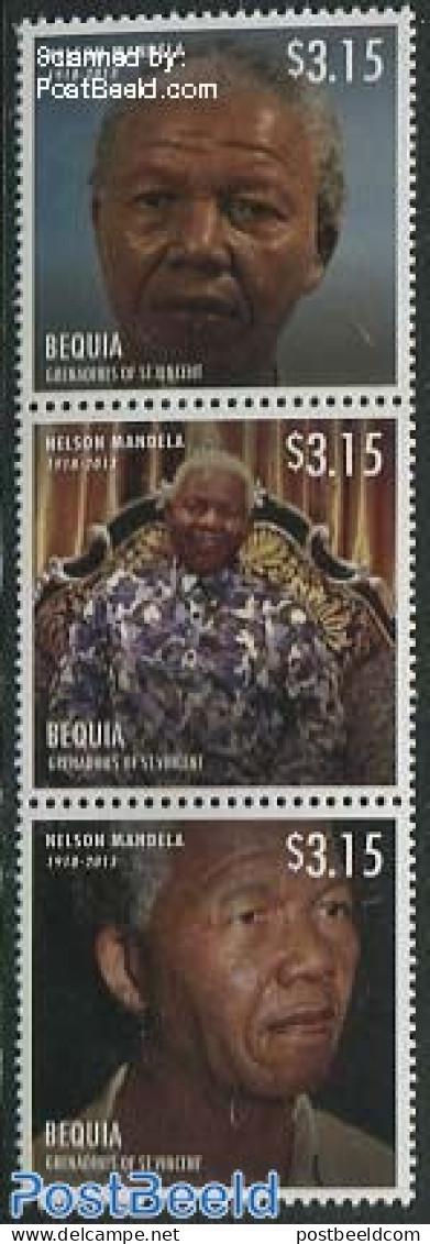 Saint Vincent & The Grenadines 2013 Bequia, Nelson Mandela 3v, Mint NH, History - Nobel Prize Winners - Politicians - .. - Prix Nobel