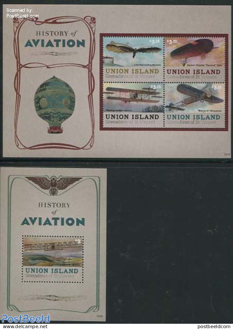 Saint Vincent & The Grenadines 2013 Union Island, History Of Aviation 2 S/s, Mint NH, Transport - Aircraft & Aviation - Vliegtuigen