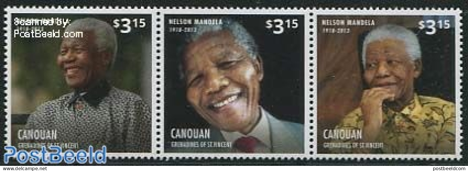 Saint Vincent & The Grenadines 2013 Canouan, Nelson Mandela 3v [::], Mint NH, History - Nobel Prize Winners - Politici.. - Nobelpreisträger