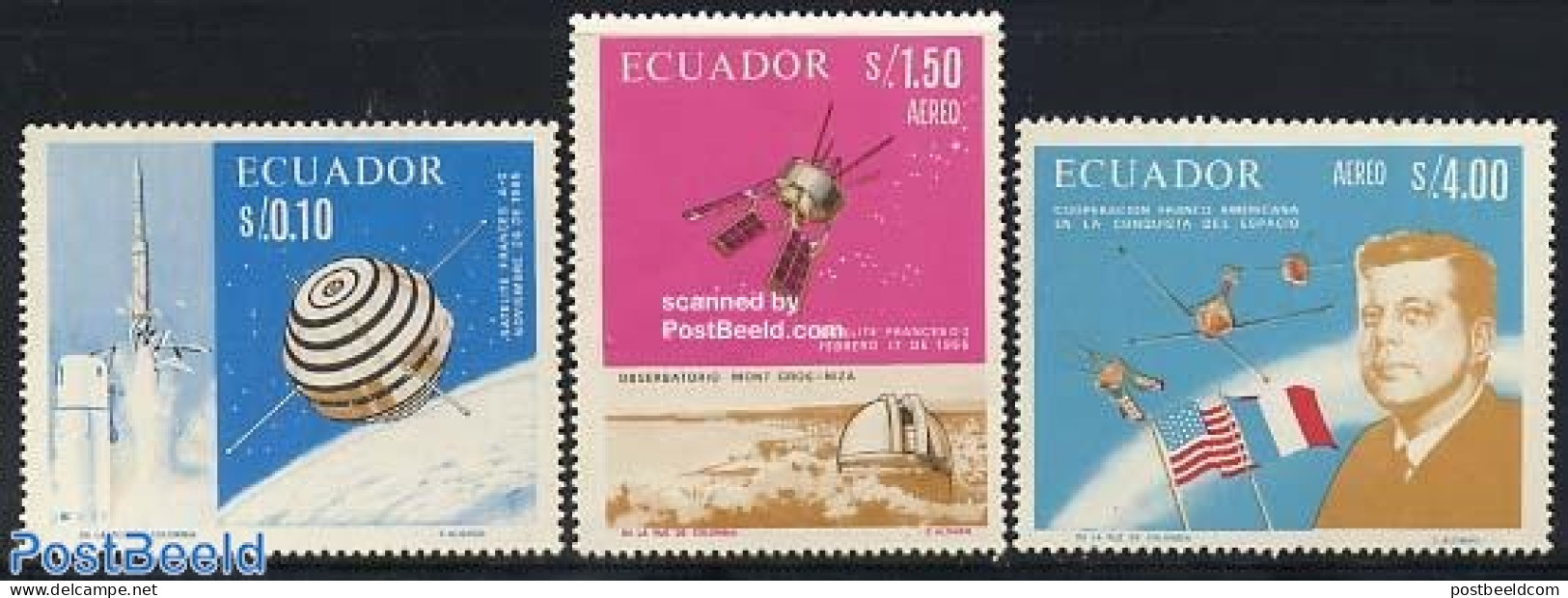 Ecuador 1966 Space Co-operation 3v, Mint NH, History - Transport - American Presidents - Space Exploration - Ecuador