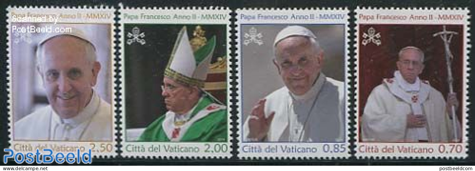 Vatican 2014 Pontificationyear Pope Francis 4v, Mint NH, Religion - Pope - Religion - Neufs