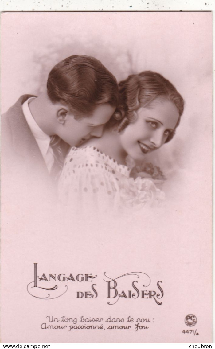 COUPLES. CPA FANTAISIE . LOT DE 3 CARTES SIMILAIRES . " LANGAGE DES BAISERS ". TEXTES  ANNÉES 1938 ET 1939 - Couples