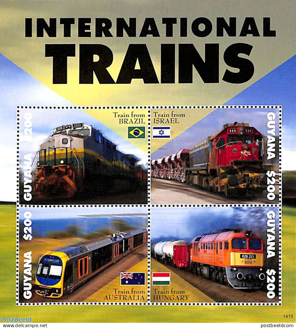 Guyana 2014 International Trains 4v M/s, Mint NH, Transport - Railways - Trains