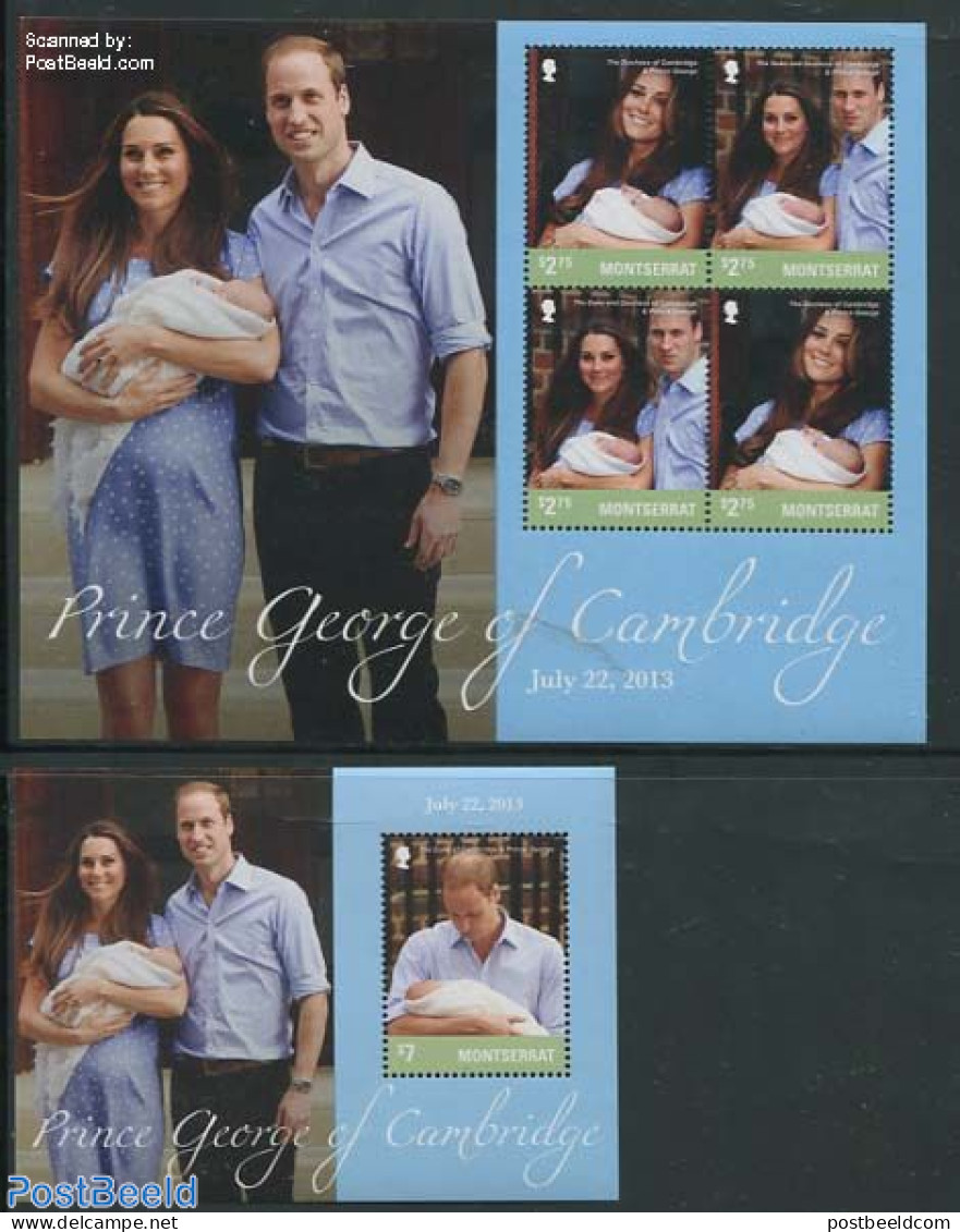 Montserrat 2013 Birth Of Prince George 2 S/s, Mint NH, History - Kings & Queens (Royalty) - Koniklijke Families