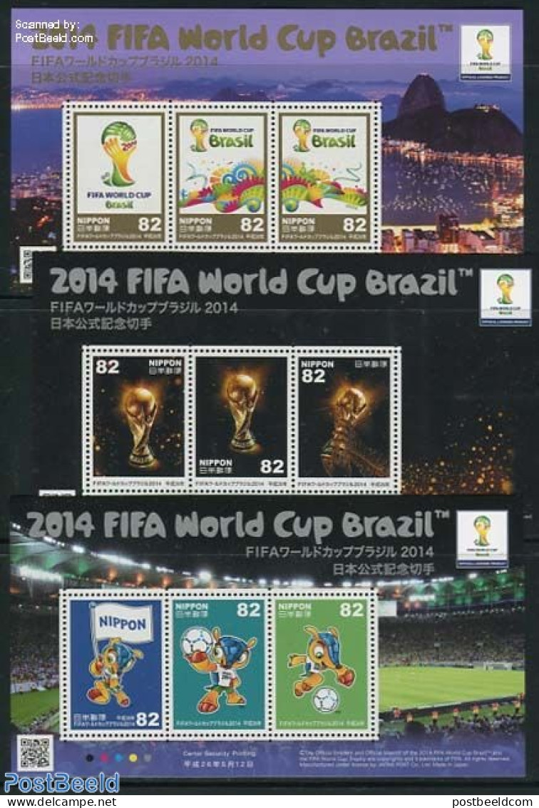 Japan 2014 Worldcup Football 3 S/s, Mint NH, Sport - Football - Unused Stamps