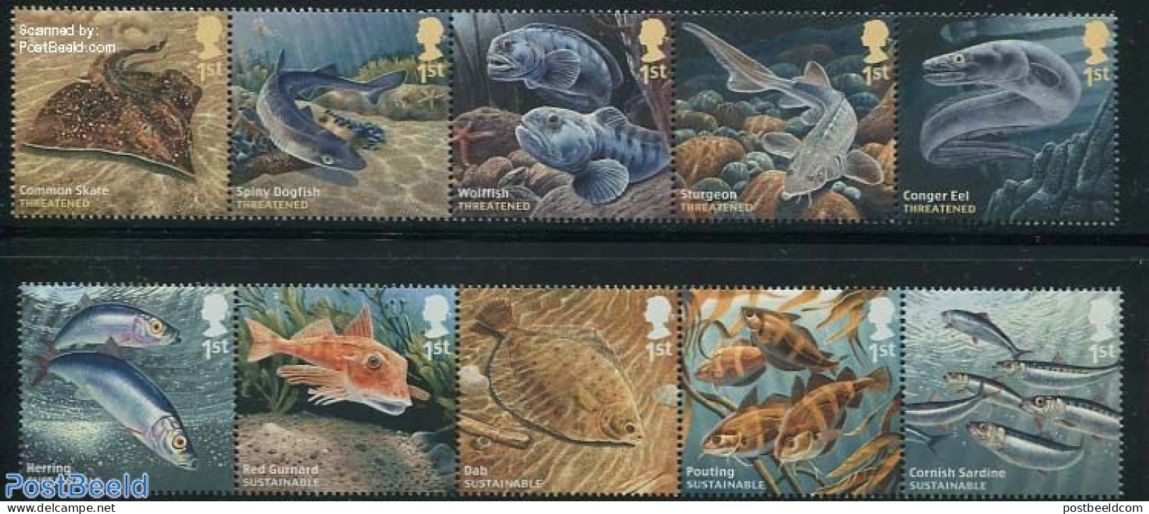 Great Britain 2014 Fish 10v (2x[::::]), Mint NH, Nature - Fish - Nuevos