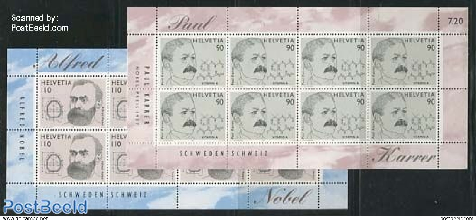 Switzerland 1997 Nobel Prize, Joint Issue Sweden 2 M/s, Mint NH, History - Science - Various - Nobel Prize Winners - C.. - Neufs
