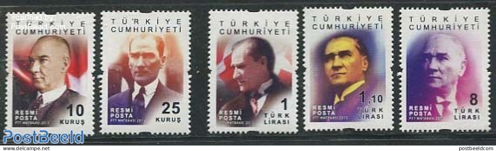 Türkiye 2013 Kemal Ataturk 5v, Mint NH, History - Politicians - Altri & Non Classificati