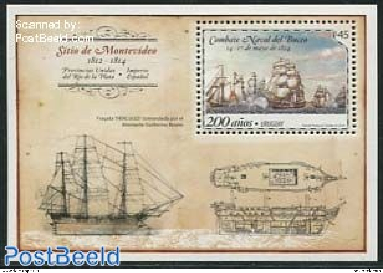 Uruguay 2014 Battle Of Buceo S/s, Mint NH, Transport - Ships And Boats - Schiffe