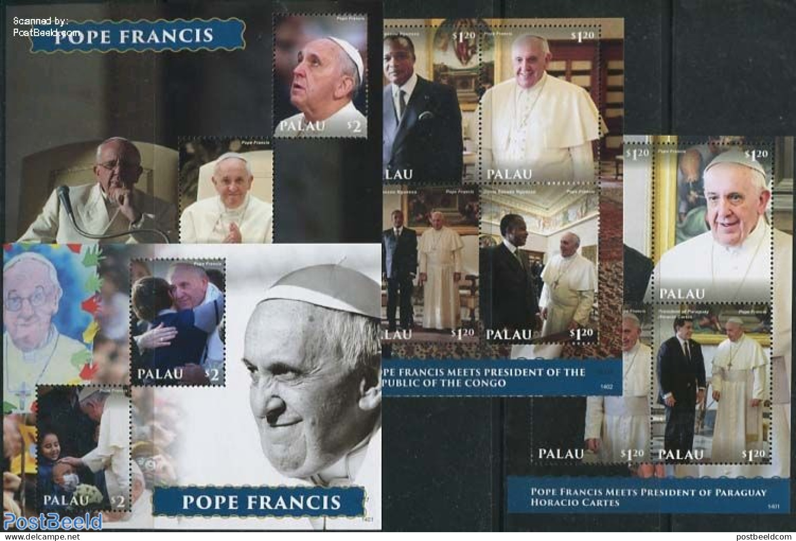 Palau 2014 Pope Francis 4 S/s, Mint NH, Religion - Pope - Religion - Päpste