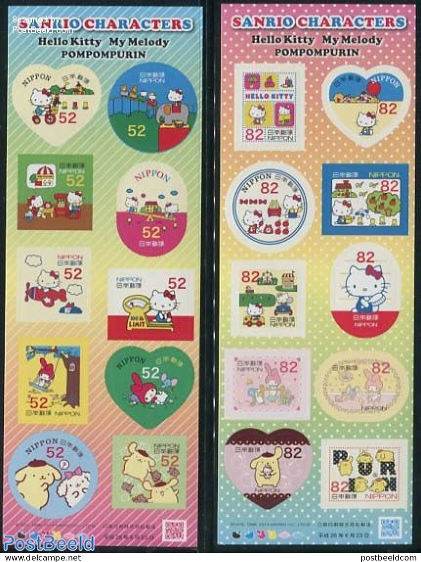 Japan 2014 Hello Kitty 20v (2 M/s), Mint NH, Nature - Cats - Art - Children's Books Illustrations - Unused Stamps