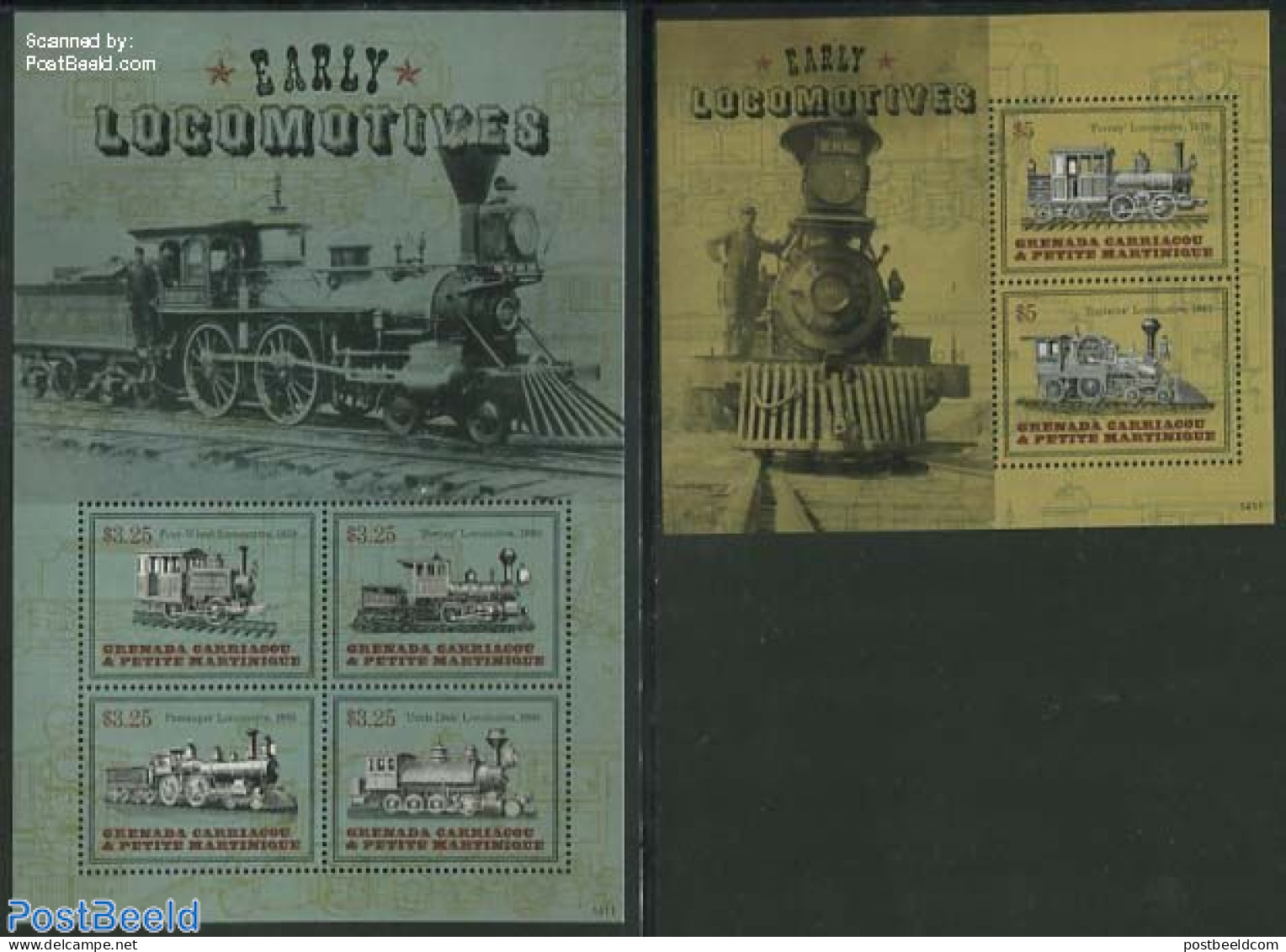 Grenada Grenadines 2014 Early Locomotives 2 S/s, Mint NH, Transport - Railways - Trains