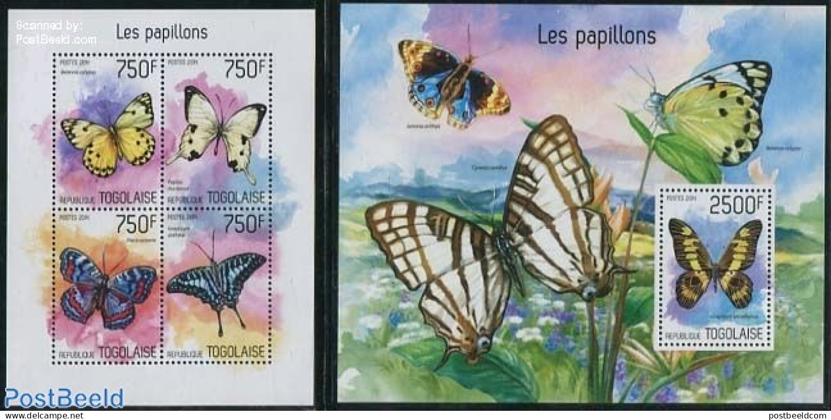 Togo 2014 BUtterflies 2 S/s, Mint NH, Nature - Butterflies - Togo (1960-...)
