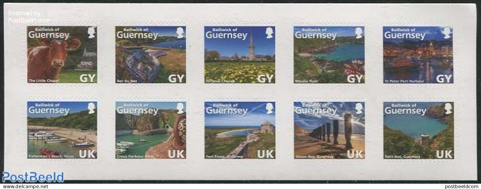 Guernsey 2014 Landscapes 10v S-a, Mint NH, Nature - Religion - Transport - Cattle - Churches, Temples, Mosques, Synago.. - Kerken En Kathedralen