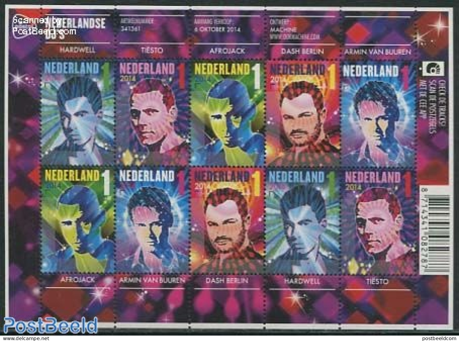 Netherlands 2014 Dutch DJs M/s, Mint NH, Performance Art - Music - Popular Music - Unused Stamps