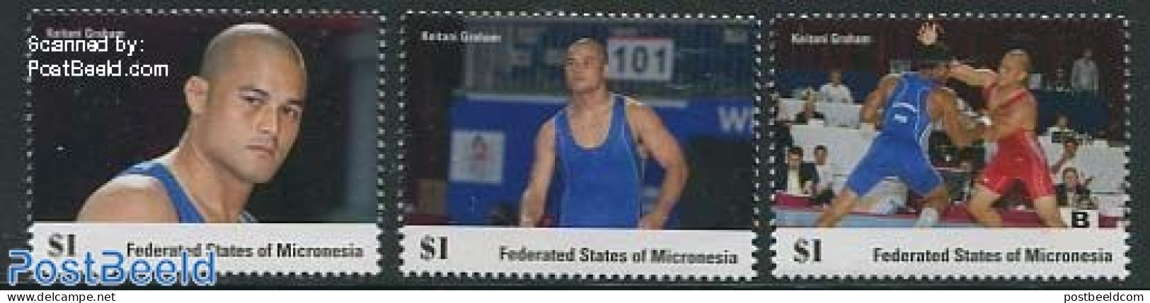 Micronesia 2014 Keitani Graham, Basketball 3v, Mint NH, Sport - Sport (other And Mixed) - Weightlifting - Weightlifting