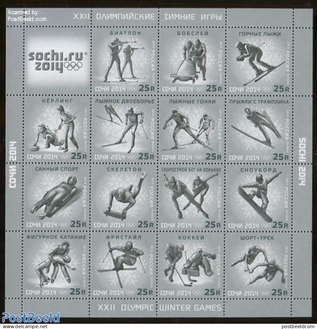 Russia 2014 Olympic Winter Games Sochi 15v M/s (with Year 2014 On Stamps), Mint NH, Sport - (Bob) Sleigh Sports - Ice .. - Inverno