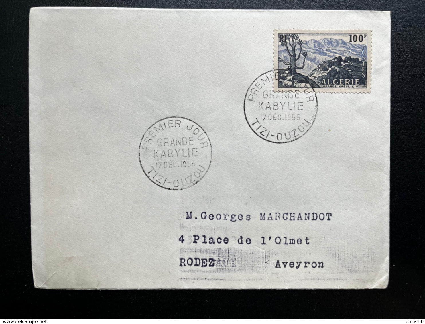 SP ALGERIE / ENVELOPPE FDC / GRANDE KABYLIE / TIZI OUZOU 1954 - FDC