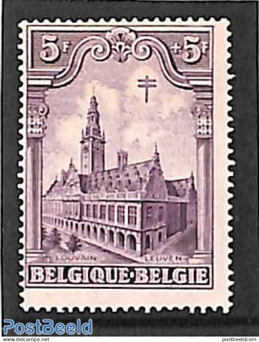 Belgium 1928 5+5Fr, Stamp Out Of Set, Unused (hinged), Art - Libraries - Neufs