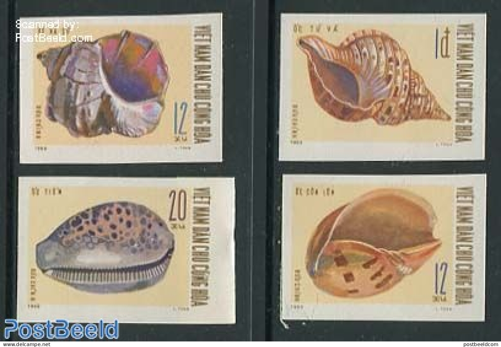 Vietnam 1970 Shells 4v, Imperforated, Mint NH, Nature - Shells & Crustaceans - Marine Life