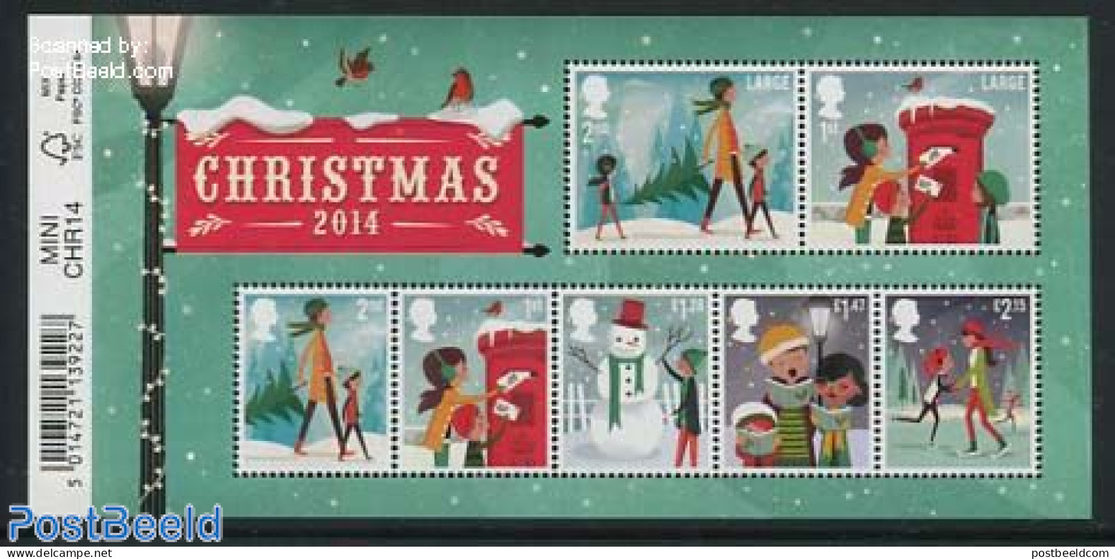 Great Britain 2014 Christmas S/s With Barcode, Mint NH, Religion - Christmas - Mail Boxes - Unused Stamps