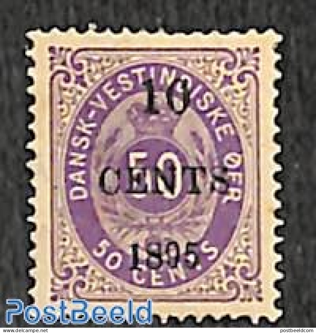 Danish West Indies 1895 10 CENTS Overprint On 50c 1v, Unused (hinged) - Denmark (West Indies)